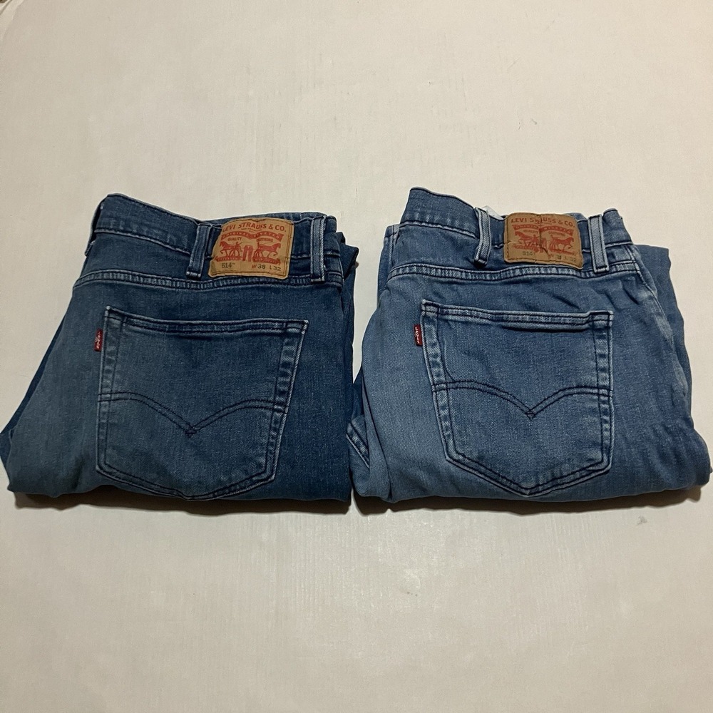 Lot Of 2 Levis 514 Straight Leg Jeans Mens 38 X 30 Light Medium Wash Blue Denim